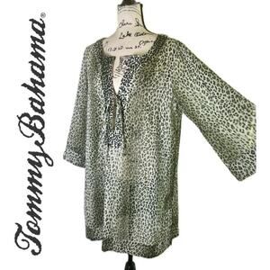 TOMMY BAHAMA SWIM COVER UP TUNIC EMBELLISHED CHEETAH ANIMAL PRINT BADDIECORE